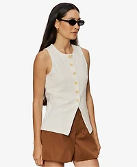 Sanctuary Women's Crewneck Button-Front Knit Vest