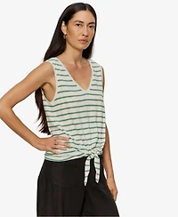 Sanctuary Women's Printed V-Neck Sleeveless Tie-Hem Tank Top