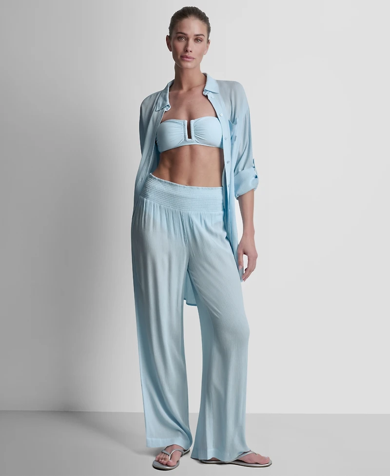 Dkny Women's Smocked-Waist Cover-Up Pull-On Pants