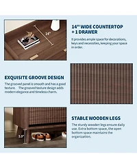 Gaomon Fluted Wood Shoe Storage Cabinet for Entryway with 2 Flip Drawers and Adjustable Shelves 48 inch Tall Freestanding Hidden Narrow Shoe Rack