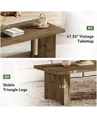 Tribesigns Wood Coffee Table, 47-Inch Farmhouse Rectangle Center Table