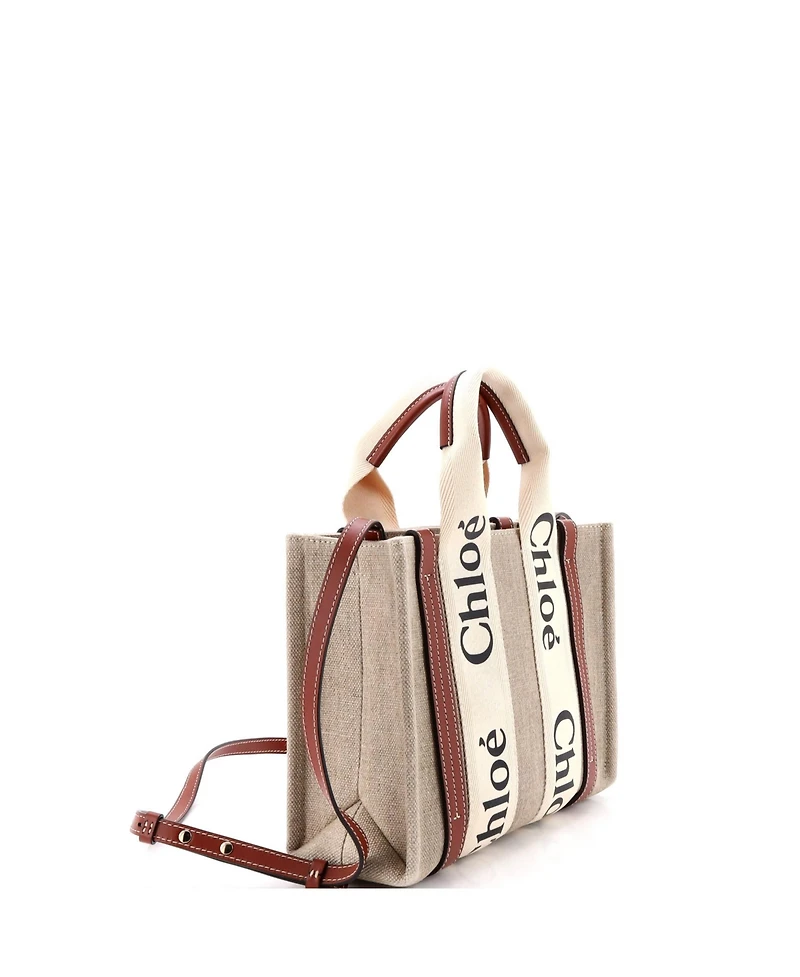 Pre-Owned Chloe Small Woody Convertible Tote Canvas with Leather