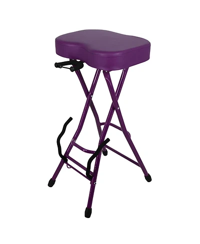 5Core Guitar Stool 3.15" Padded Chair Foldable Heavy Duty Music Seat Built in Foot Rest Guitar Stand