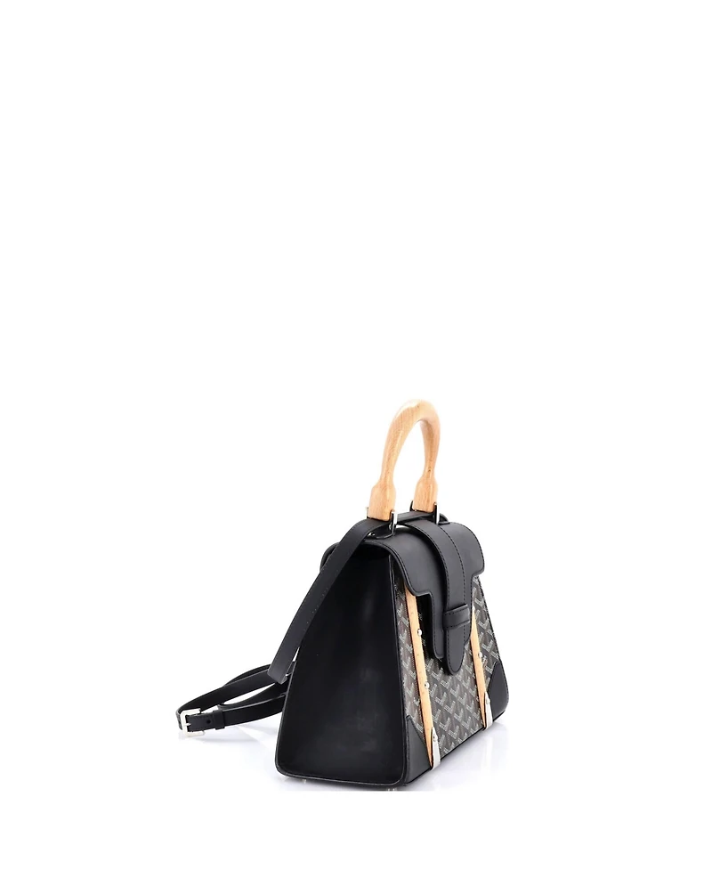 Pre-Owned Goyard Pm Saigon Top Handle Bag Coated Canvas with Leather