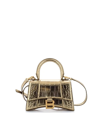 Pre-Owned Balenciaga Xs Hourglass Top Handle Bag Embossed Leather