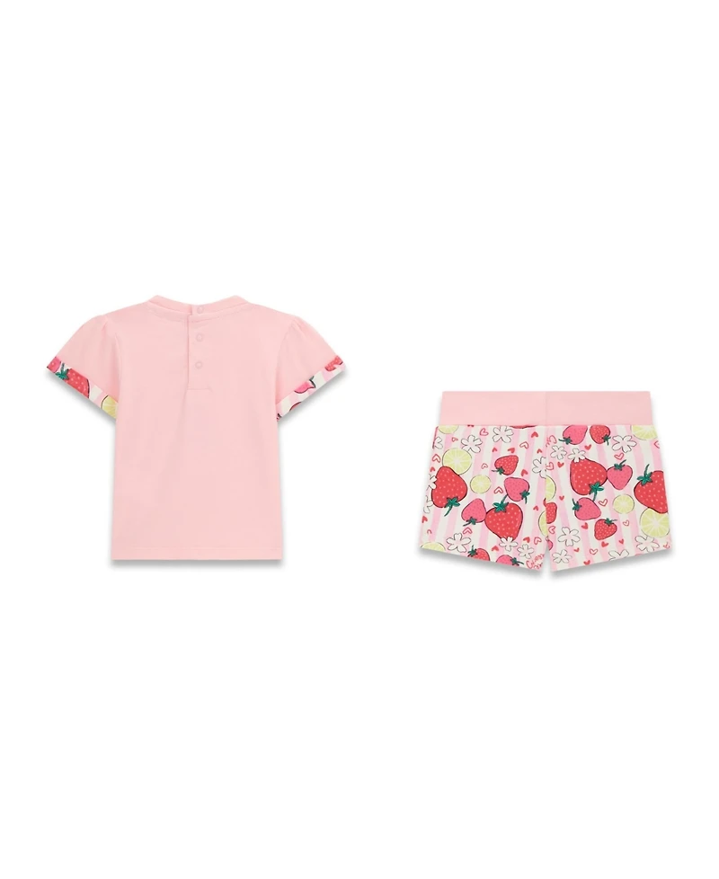 Guess Baby Girls' Strawberry Lemonade Short-Sleeve T-Shirt and Shorts, 2-Piece Set
