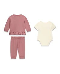 Guess Baby Girls' Long-Sleeve Zip-Up Top, Bodysuit and Pants, 3-Piece Set
