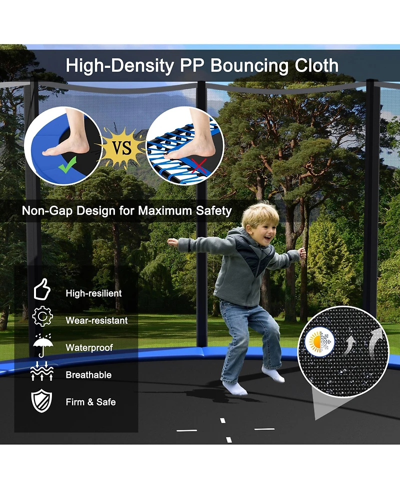 Gymax Outdoor Trampoline Bounce Combo W/Safety Closure Net Ladder