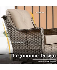 Xizzi 5 Piece Outdoor Patio Furniture Set,Wicker Conversation Set with Comfy Deep Sofa,Wide Armrest Chairs Ottoman for Outside Porch Balcony