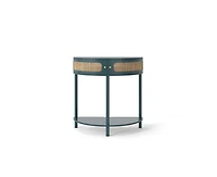 sumyeg 31.8" Corner Cabinet Side Table with 2 Rattan Storage Cabinet and Bottom Shelf