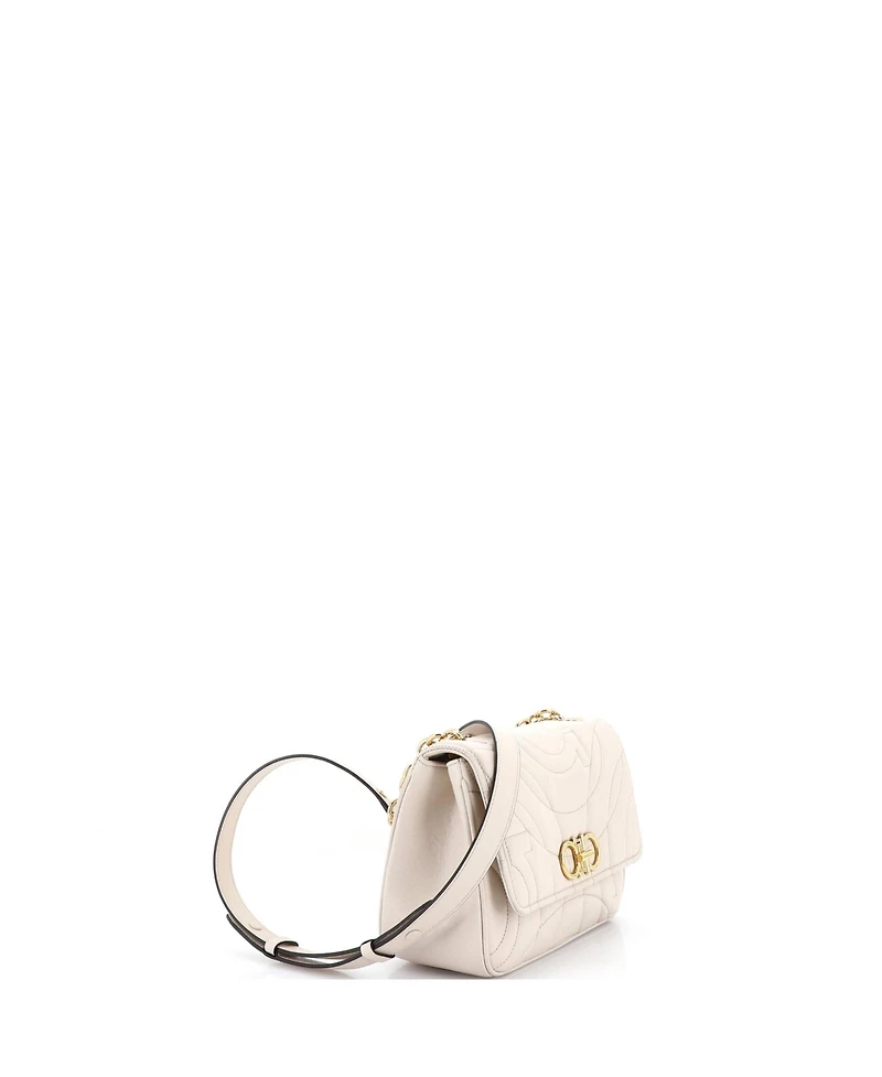 Pre-Owned Salvatore Ferragamo Small Gancini Turnlock Flap Bag Gancini Quilted Leather