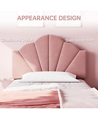gaomon Twin Bed Frame Velvet Upholstered Adjustable Headboard Metal Frame Wood Slat Support Easy Assembly
