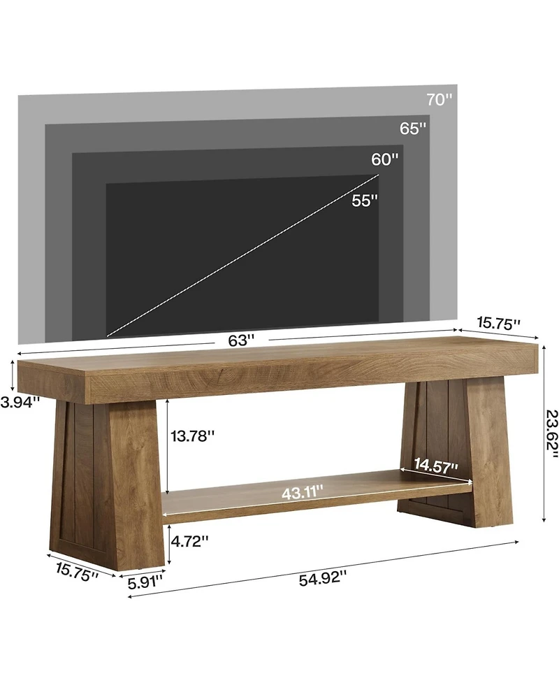 Tribesigns 63" Tv Stand for TVs up to 75 Inch, Rustic Extra Long Entertainment Center