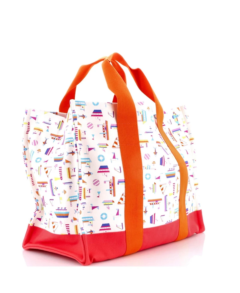 Pre-Owned HERMES Large Petit Chartier Nappy Bag Printed Toile