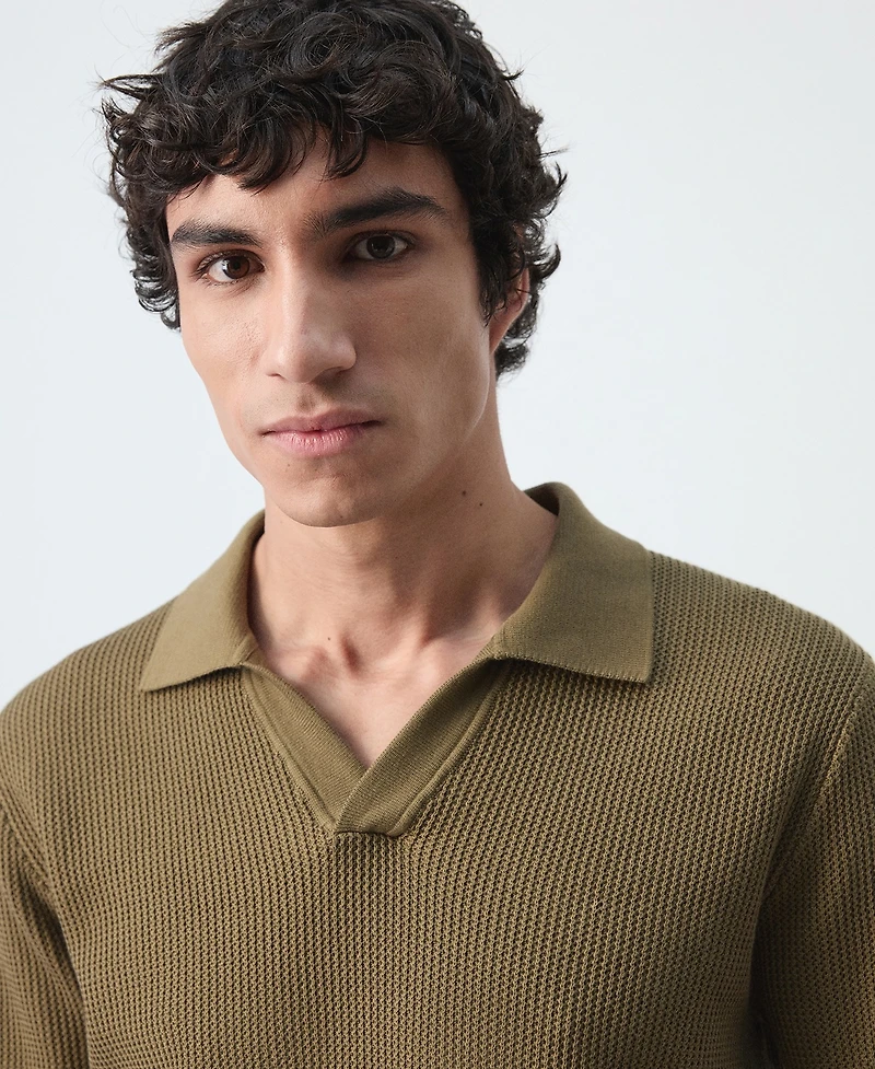 Mango Men's Cotton Knitted Structure Polo Shirt