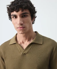 Mango Men's Cotton Knitted Structure Polo Shirt