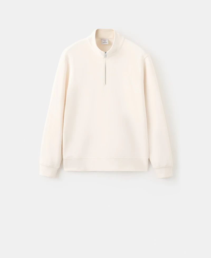 Mango Men's Cotton Zip-Neck Sweatshirt