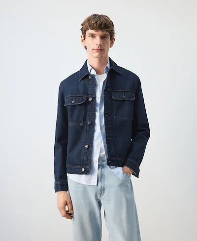 Mango Men's Cotton Pockets Denim Jacket