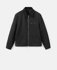 Mango Men's Corduroy Collar Denim Jacket