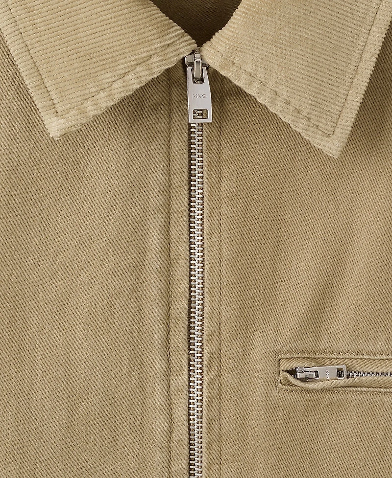 Mango Men's Corduroy Collar Denim Jacket