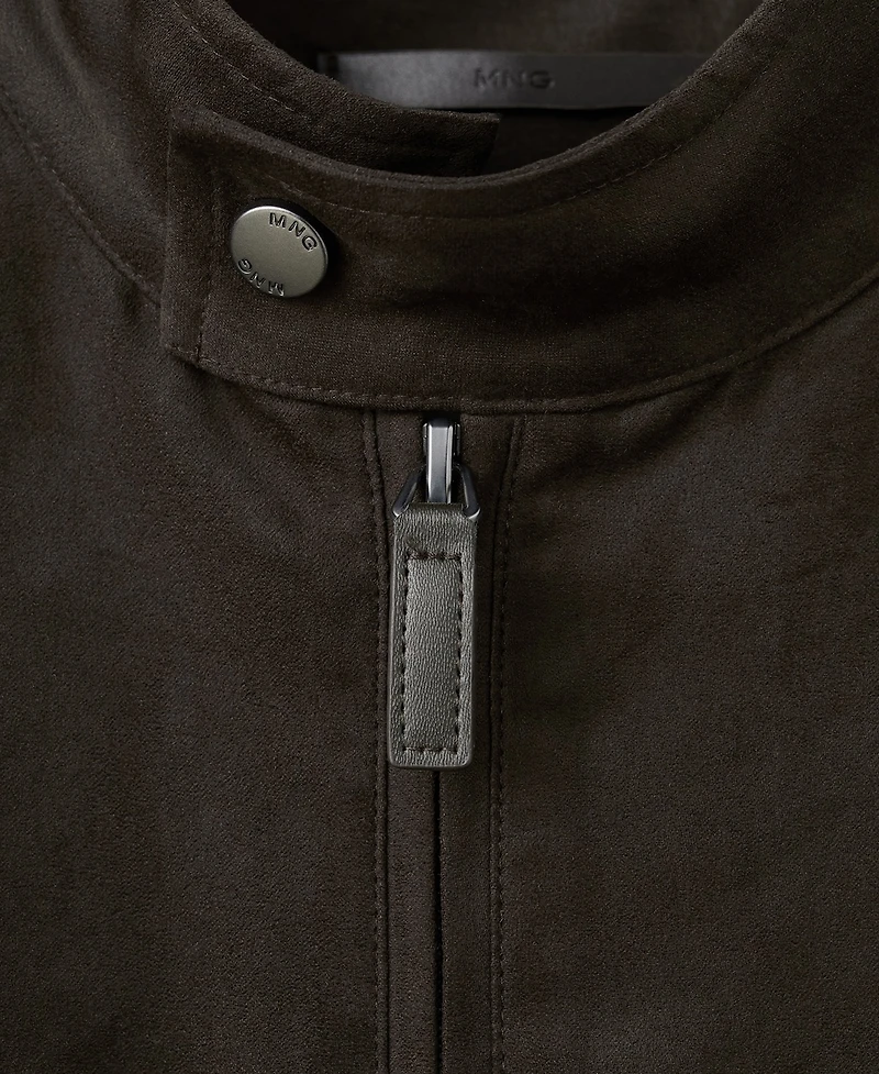 Mango Men's Suede-Effect Biker Jacket