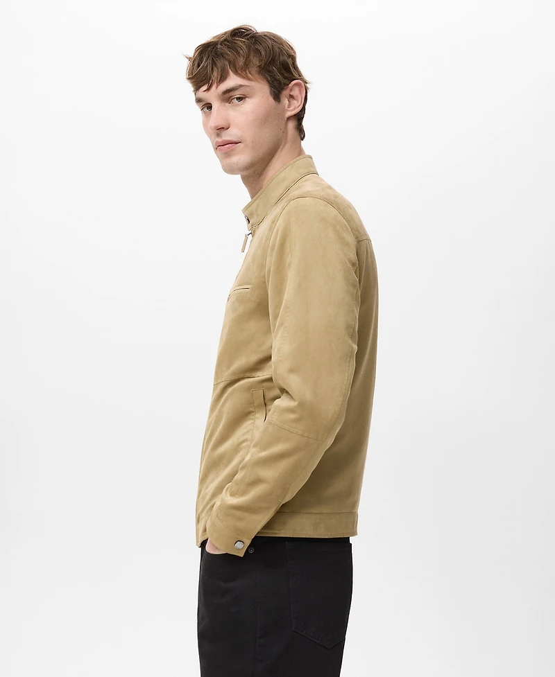 Mango Men's Suede-Effect Biker Jacket