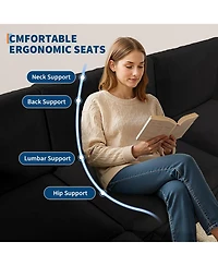 gaomon 134 in Cloud Couch L Shaped Sofa, 4 Seat High Density Sponges Modular Sectional Sofa, Velvet Couch with Upholstered for Living Room