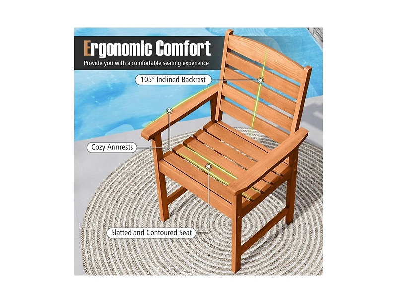 Slickblue Solid Wood Outdoor Dining Chairs with Slatted Design