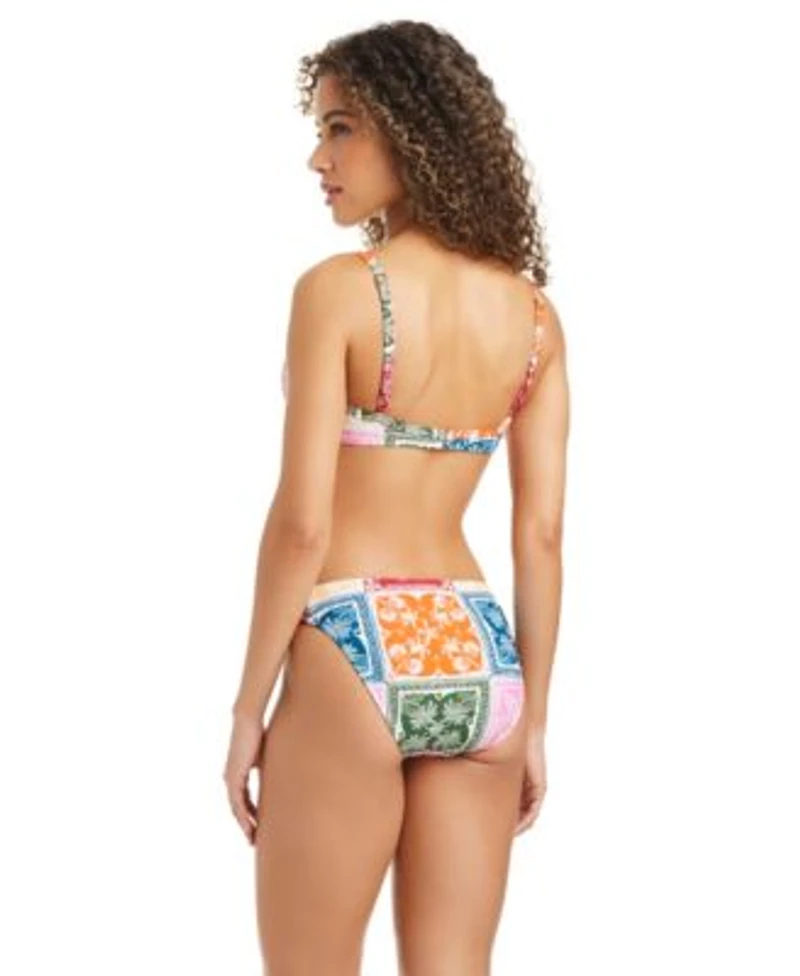 Bar Iii Cabana Club Shirred Demi Underwire Bra Printed Hipster Swim Bottoms