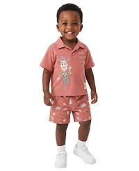 Toy Story Boys' 2T-5T Short-Sleeve Polo Shirt and Shorts, 2-Piece Set