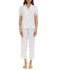 Flora by Nikrooz Women's Janelle Notch Top and Capri Pajama Set