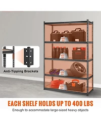 Rainsken Storage Shelving Unit, 5-Tier Adjustable Metal Storage Shelves, Heavy Duty Organizer Rack for Pantry, Basement, 18" D x 48" W x 72&