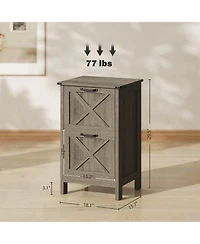 Rainsken 2 Drawer Vertical File Cabinet, Rustic Farmhouse Filing Cabinet with Barn Doors for A4/Letter Size, Printer Stand with Storage for Office