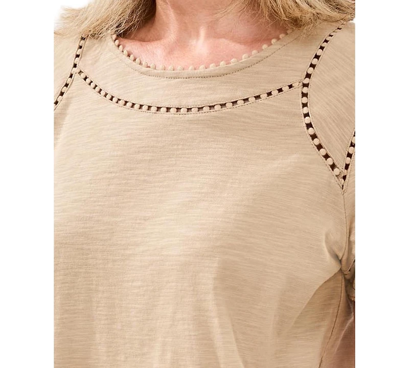Tribal Women's Lace Detail Short-Sleeve Top