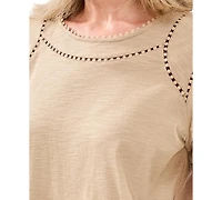 Tribal Women's Lace Detail Short-Sleeve Top