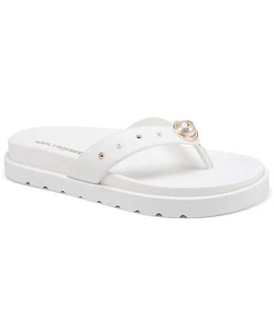 Karl Lagerfeld Paris Women's Hayze Pearl Flip Flop Sandals
