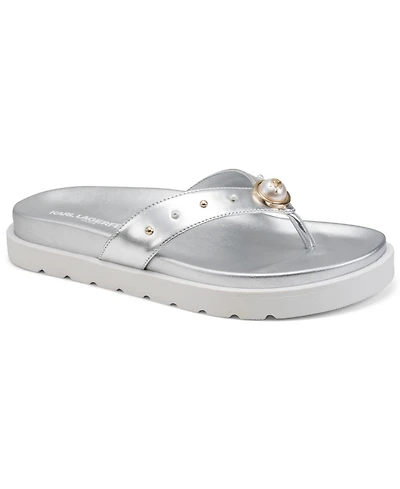 Karl Lagerfeld Paris Women's Hayze Pearl Flip Flop Sandals