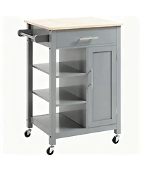 Yigii kitchen trolley, side shelves with storage space, solid wood top, adjustable shelves, easy to move