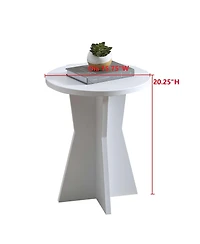 Kings Brand Furniture Round Side Table, Modern Pedestal Base Accent Table for Living Room, Bedroom, Bedside