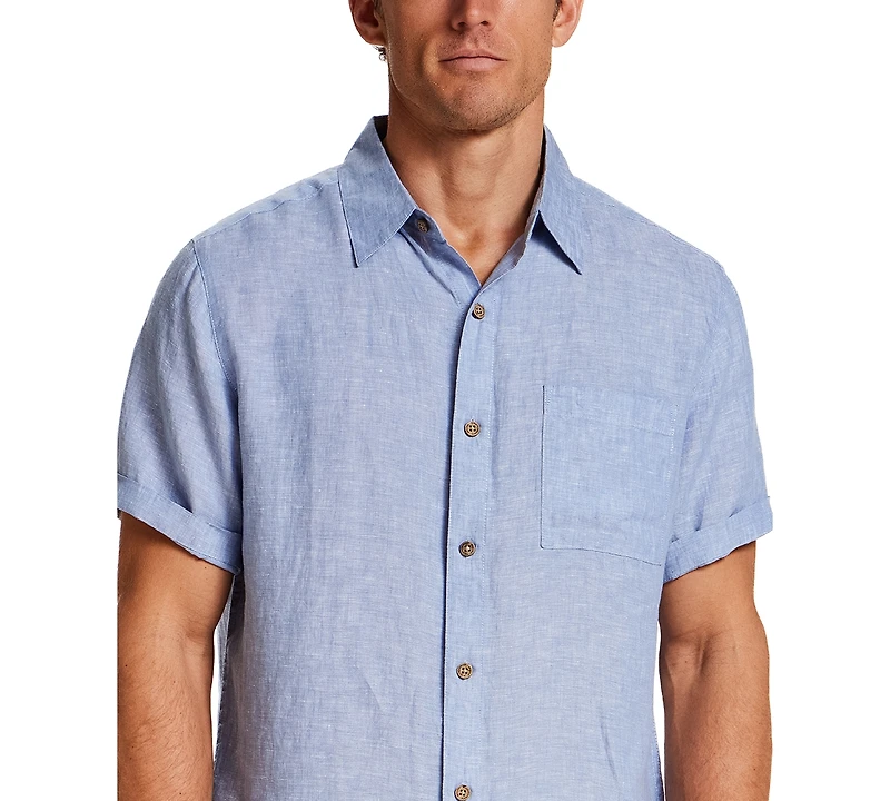 Weatherproof Vintage Men's Regular-Fit Solid Button-Down 100% Linen Shirt