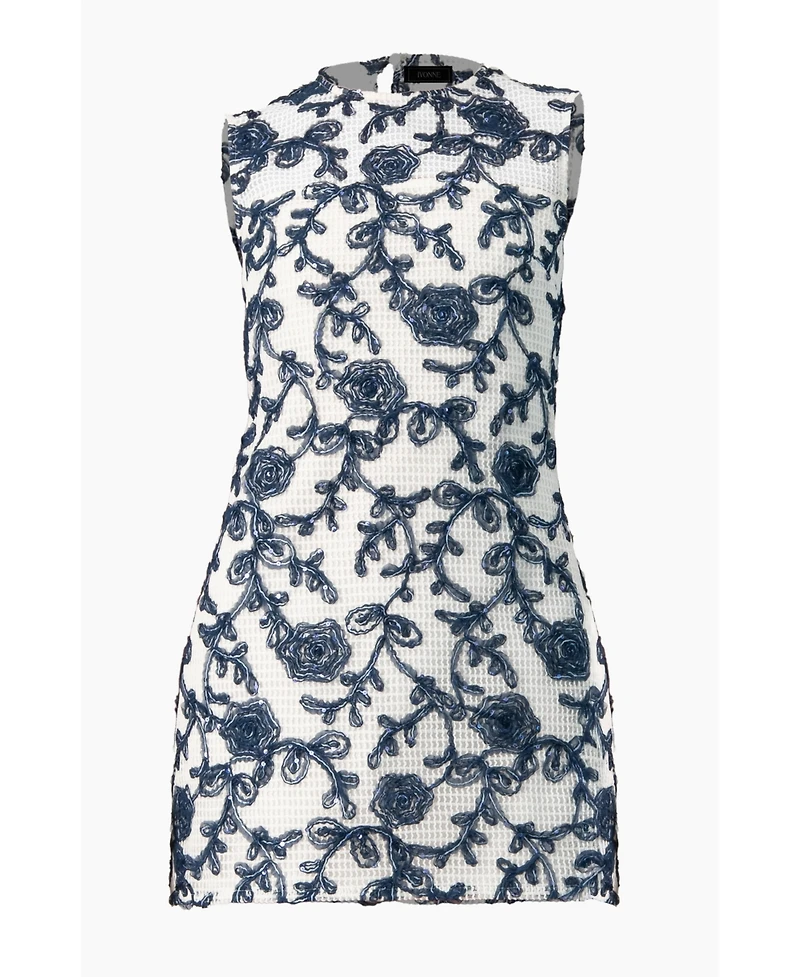 Ivonne Women's Sleeveless Embroidered A-Line Dress