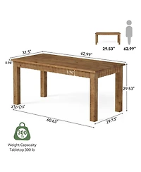 Tribesigns 63-Inch Computer Desk, Solid Wood Home Office Desk with Sturdy Wooden Legs, Rustic Large Computer Office Table for Writing, Reading, Study