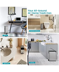 Home Zone Living 4 Gallon Slim Stainless Steel Kitchen Trash Can with Step Pedal and Soft Close Lid