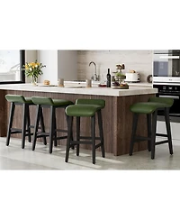 gaomon 26.2" Bar Stools Set of 4, Modern Upholstered Kitchen Stools with Low Back, Footrest & Wood Legs, Counter Height for Kitchen or Dining