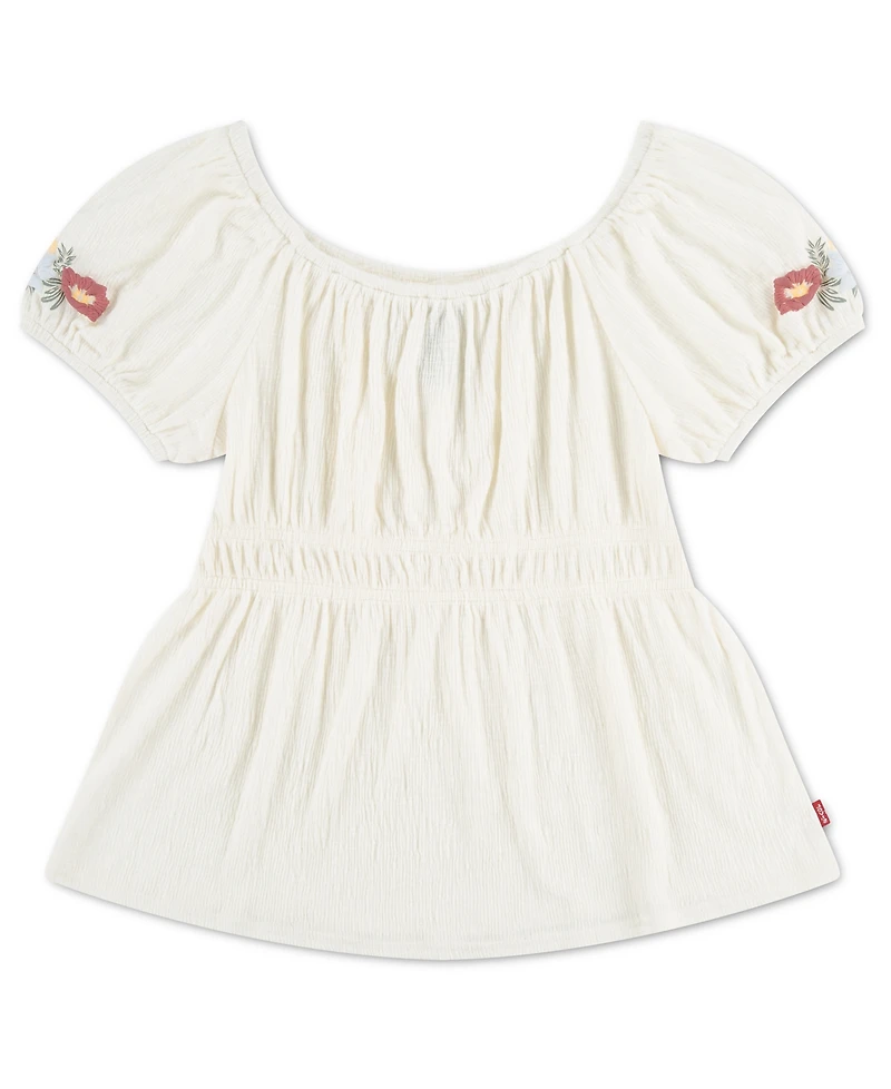 Levi's Girls' 7-16 Smocked Puff Sleeve Top