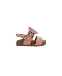 Pixie Bloom Little Girls Sandals – Cute Footbed and Flat Summer Shoes with Puffy Bow