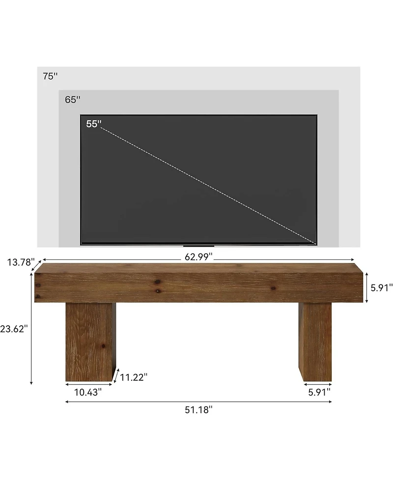 Tribesigns Solid Wood Tv Stand, for 55/60/65/75-Inch Television