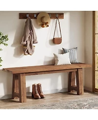 Tribesigns 55" Solid Wood Bench, Farmhouse Long Entryway Bench, Bed of Bench