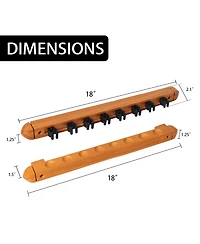 Gse Games & Sports Expert 2-Piece Wood 8 Billiard Pool Cue Rack Wall Mounted Holders, Pool Cue Sticks Wall Rack Set - 8 cue