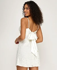 City Studios Juniors' Corded Sweetheart Neck Dress